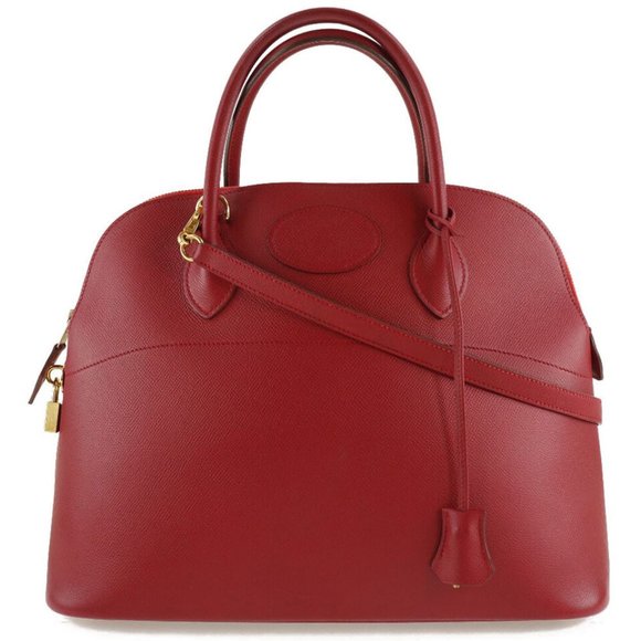 HERMES Bolide37 Handbag Red/Gold Hardware Courchevel Women - Picture 1 of 16